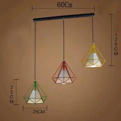 Modern Cage Pendant Light Iron Minimalist Retro Scandinavian Loft Pyramid Lamp Metal Hanging Lamp