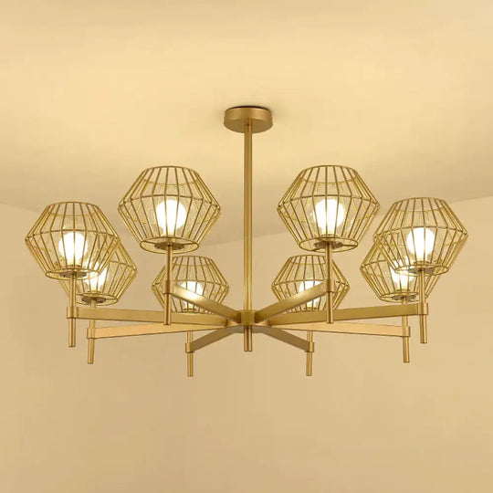 31.5’/39’ Wide Gold Cage Chandelier Pendant Traditional Iron 6/8 - Head Ceiling Light Fixture / 39’