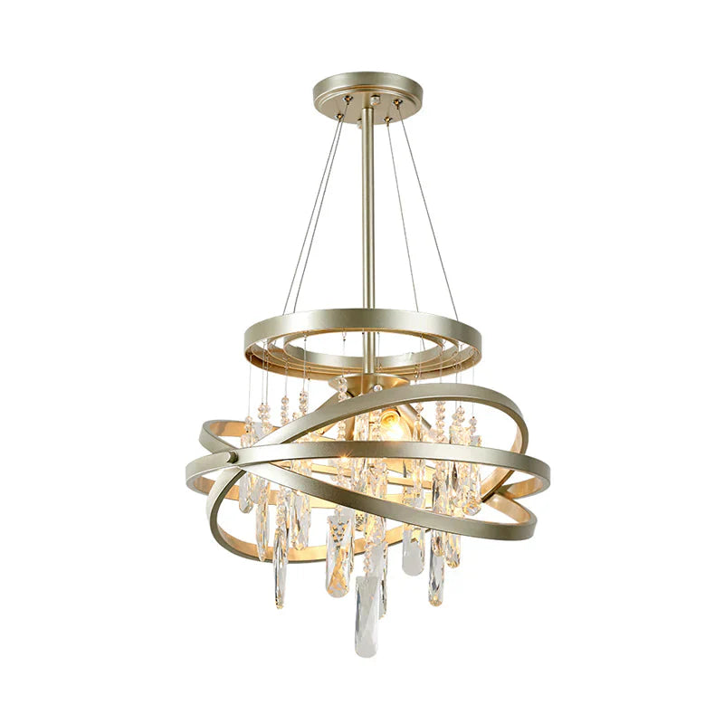 Champagne Orbit Chandelier Light Fixture Modernism 4 Heads Crystal Drop Ceiling Lamp