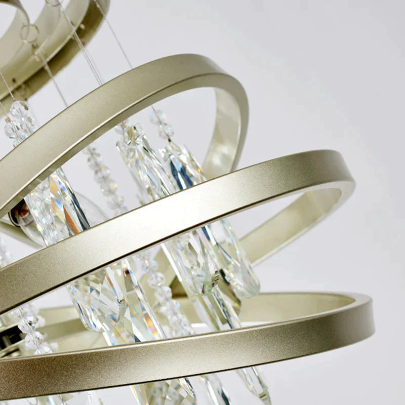 Champagne Orbit Chandelier Light Fixture Modernism 4 Heads Crystal Drop Ceiling Lamp