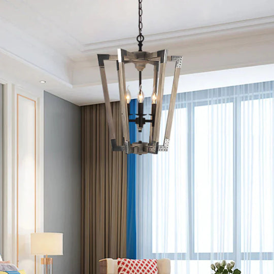 Modernism Tapered Ceiling Chandelier White/Beige/Dark Wood 3 Heads Hanging Light Fixture For Bedroom