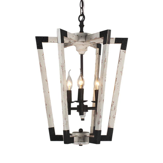 Modernism Tapered Ceiling Chandelier White/Beige/Dark Wood 3 Heads Hanging Light Fixture For Bedroom