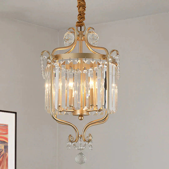 Gold 3 Lights Chandelier Lamp Simple Crystal Candle - Style Pendant Light Fixture For Living Room