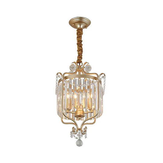 Gold 3 Lights Chandelier Lamp Simple Crystal Candle - Style Pendant Light Fixture For Living Room