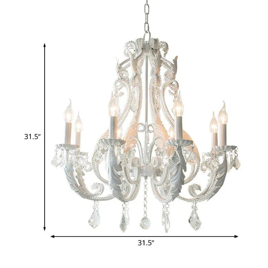 8 Lights Clear Crystal Chandelier Lighting Fixture Rustic Candle Bedroom Suspension Lamp