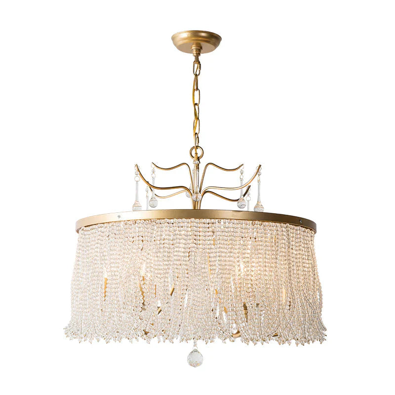 Crystal Beaded Ceiling Chandelier Countryside 6/8 Lights Living Room Suspension Pendant Light In