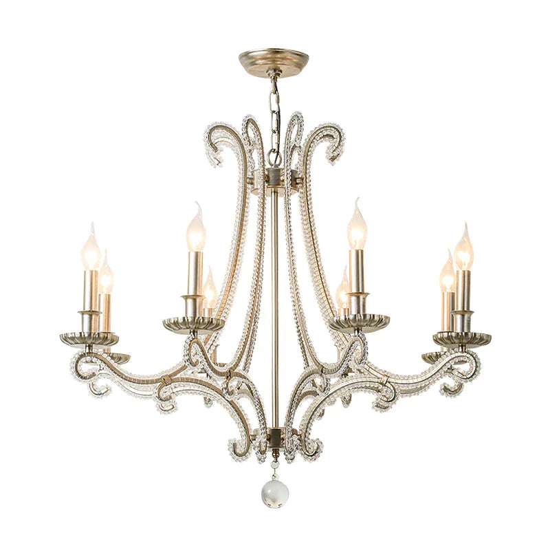 Candlestick Crystal Chandelier Lighting Simple 3/6/8 Lights Living Room Hanging Pendant Light In