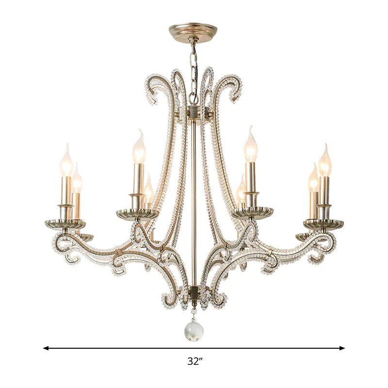 Candlestick Crystal Chandelier Lighting Simple 3/6/8 Lights Living Room Hanging Pendant Light In