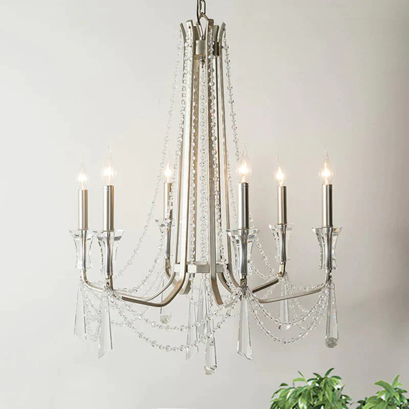 Candle Dining Room Chandelier Lighting Fixture Countryside 5/6 Lights Chrome Drop Pendant