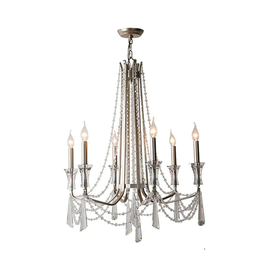 Candle Dining Room Chandelier Lighting Fixture Countryside 5/6 Lights Chrome Drop Pendant