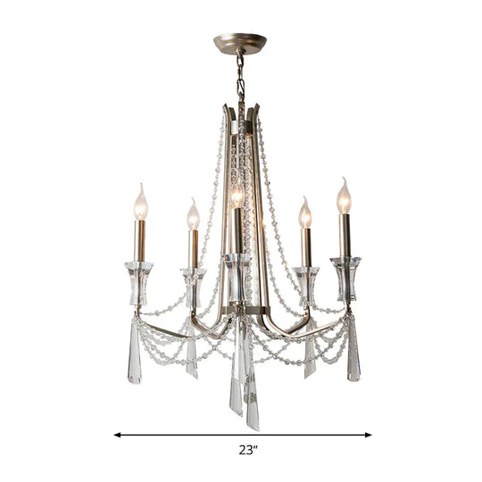Candle Dining Room Chandelier Lighting Fixture Countryside 5/6 Lights Chrome Drop Pendant