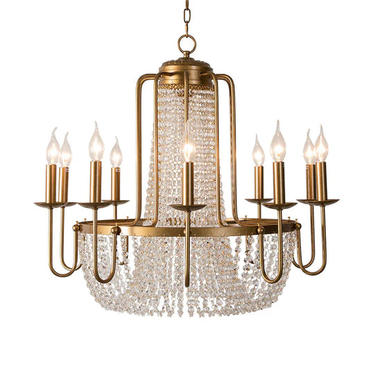 Brass 6/8/10 Lights Chandelier Simple Crystal Candle - Style Suspension Pendant Light For Living