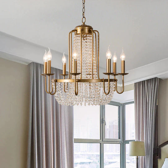 Brass 6/8/10 Lights Chandelier Simple Crystal Candle - Style Suspension Pendant Light For Living