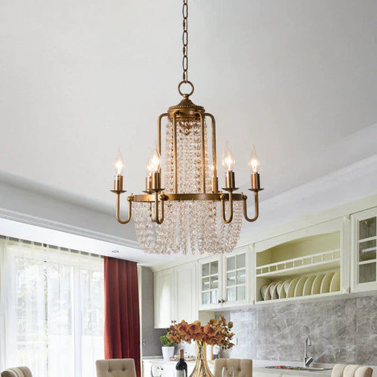 Brass 6/8/10 Lights Chandelier Simple Crystal Candle - Style Suspension Pendant Light For Living