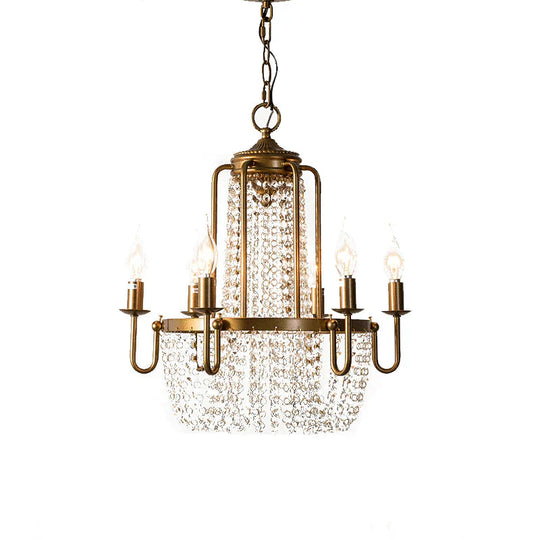 Brass 6/8/10 Lights Chandelier Simple Crystal Candle - Style Suspension Pendant Light For Living