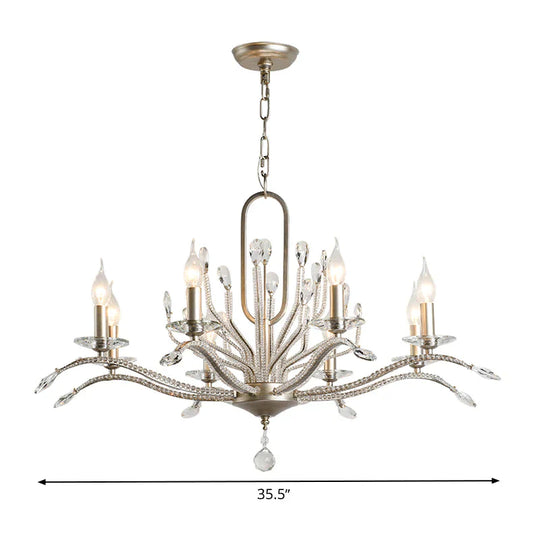 6/8 Lights Crystal Chandelier Lamp Minimalism Silver Candelabra Living Room Hanging Light Fixture