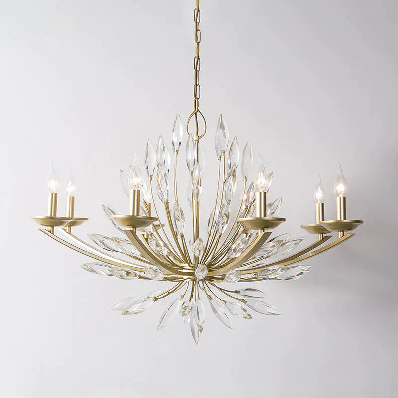 Candle Bedroom Pendant Chandelier Countryside Crystal 6/8 Lights Gold Hanging Ceiling Light