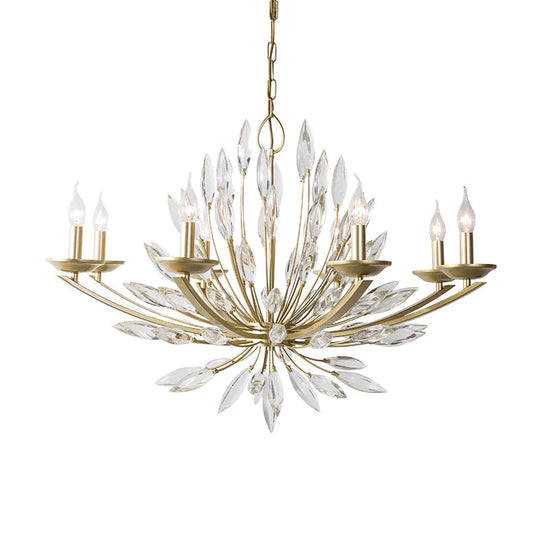 Candle Bedroom Pendant Chandelier Countryside Crystal 6/8 Lights Gold Hanging Ceiling Light