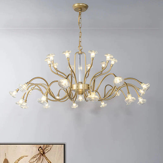 25/31 Lights Crystal Chandelier Light Lodge Gold Sputnik Living Room Hanging Lamp 31 /