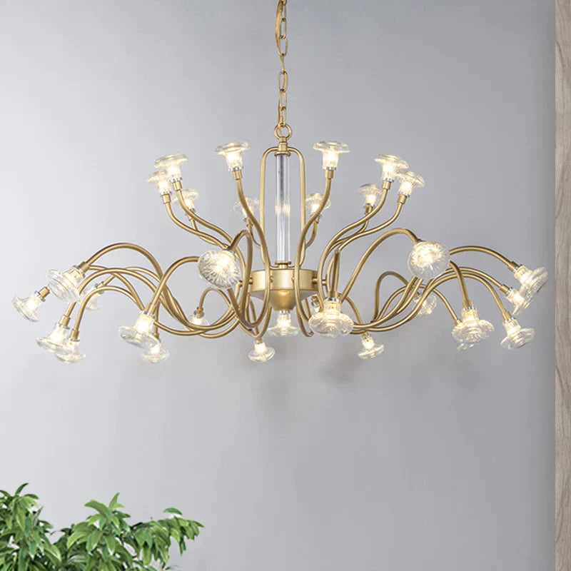 25/31 Lights Crystal Chandelier Light Lodge Gold Sputnik Living Room Hanging Lamp