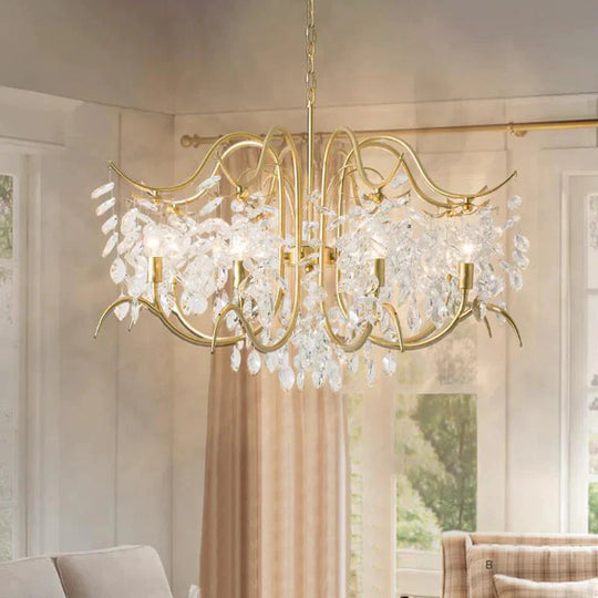 Candle - Style Crystal Chandelier Light Fixture Traditional 3/6/8 Lights Living Room Hanging Lamp