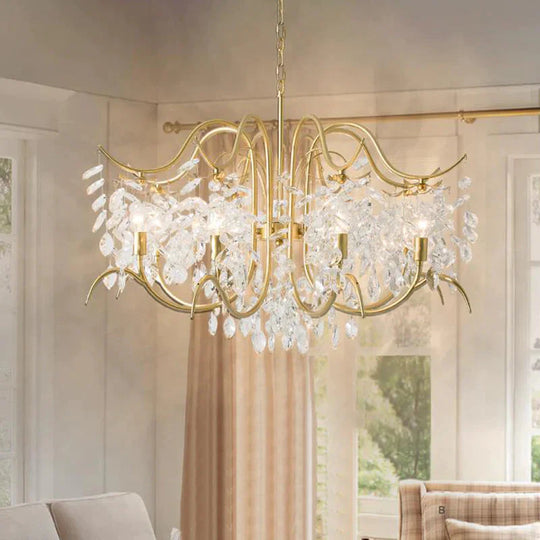 Candle - Style Crystal Chandelier Light Fixture Traditional 3/6/8 Lights Living Room Hanging Lamp 8