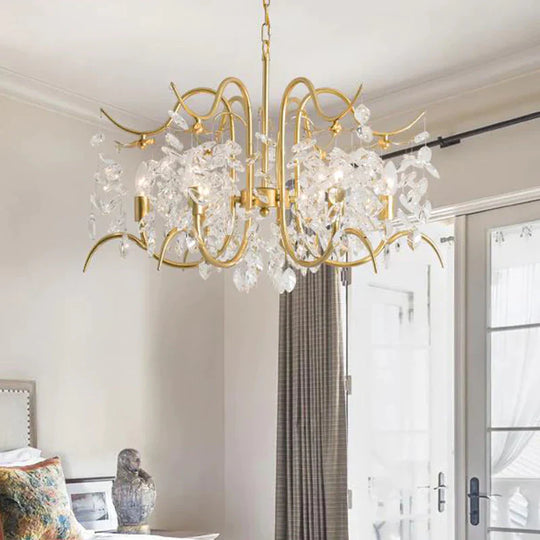 Candle - Style Crystal Chandelier Light Fixture Traditional 3/6/8 Lights Living Room Hanging Lamp 6