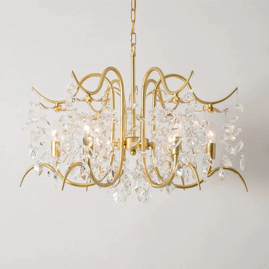 Candle - Style Crystal Chandelier Light Fixture Traditional 3/6/8 Lights Living Room Hanging Lamp