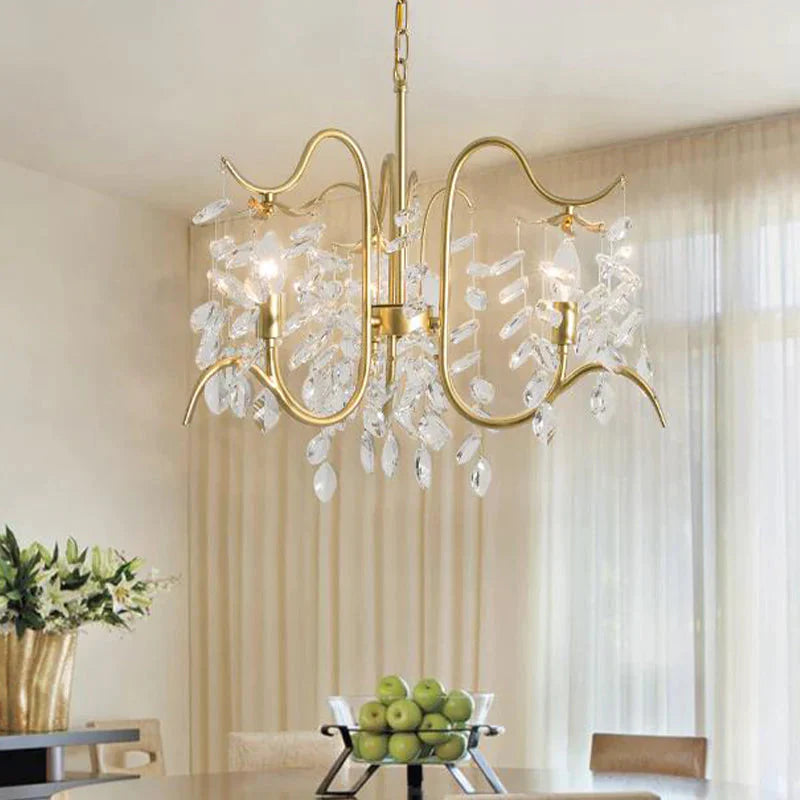 Candle - Style Crystal Chandelier Light Fixture Traditional 3/6/8 Lights Living Room Hanging Lamp