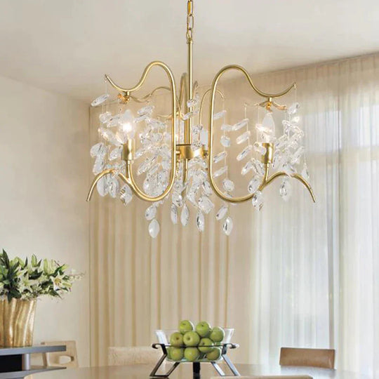 Candle - Style Crystal Chandelier Light Fixture Traditional 3/6/8 Lights Living Room Hanging Lamp 3