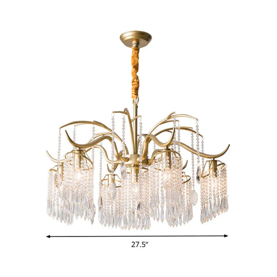 Gold 4/7/9 Lights Chandelier Lighting Fixture Simple Crystal Round Suspension Lamp For Living Room