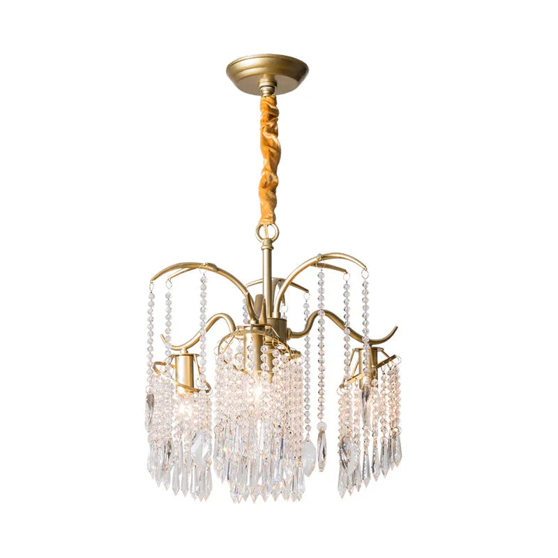 Gold 4/7/9 Lights Chandelier Lighting Fixture Simple Crystal Round Suspension Lamp For Living Room