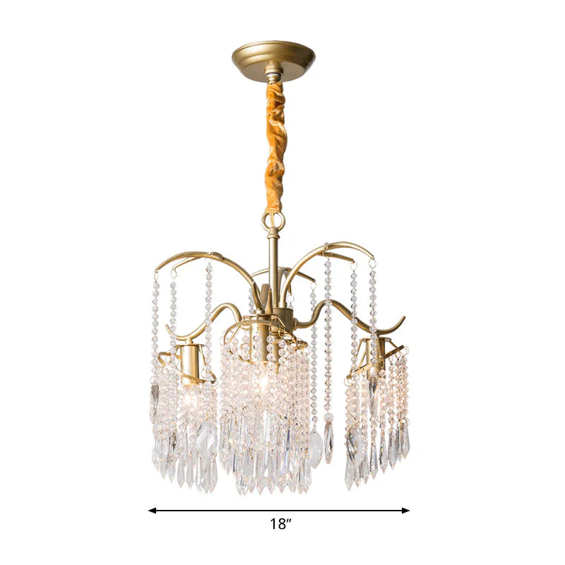 Gold 4/7/9 Lights Chandelier Lighting Fixture Simple Crystal Round Suspension Lamp For Living Room