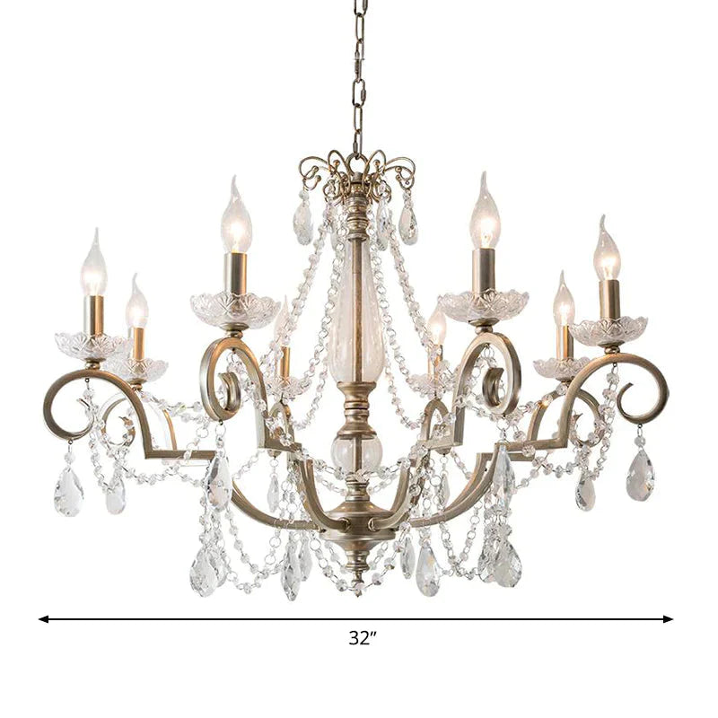 Candle Clear Crystal Chandelier Light Fixture Rustic 3/6/8 Lights Living Room Suspension Lamp In