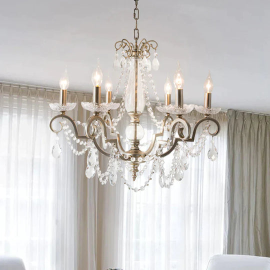 Candle Clear Crystal Chandelier Light Fixture Rustic 3/6/8 Lights Living Room Suspension Lamp In