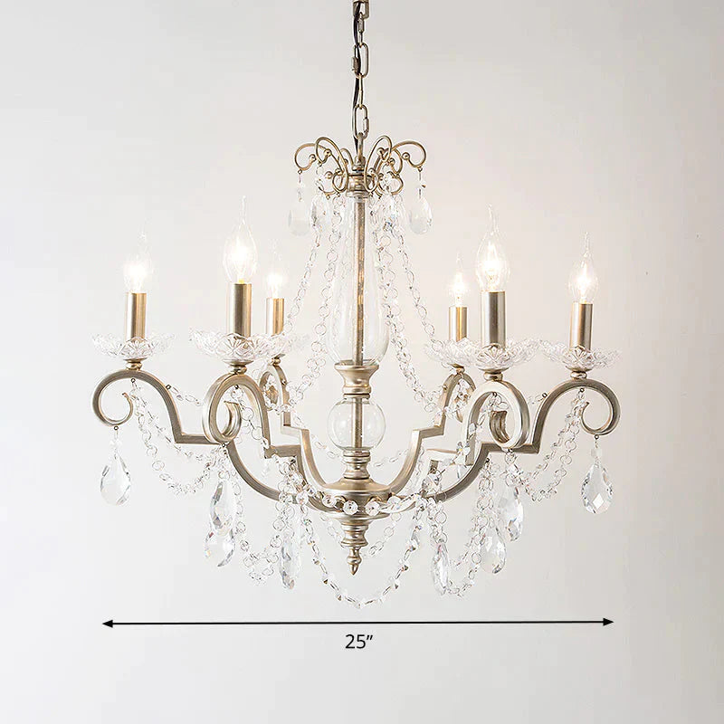 Candle Clear Crystal Chandelier Light Fixture Rustic 3/6/8 Lights Living Room Suspension Lamp In