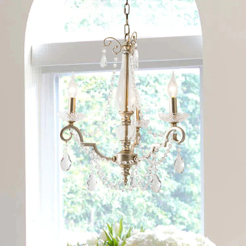 Candle Clear Crystal Chandelier Light Fixture Rustic 3/6/8 Lights Living Room Suspension Lamp In