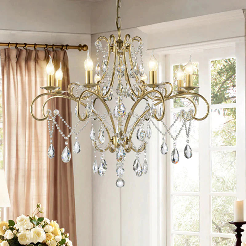 Curved Arm Kitchen Chandelier Lighting Rural Crystal 6/8 Lights Gold Hanging Pendant Light 8 /