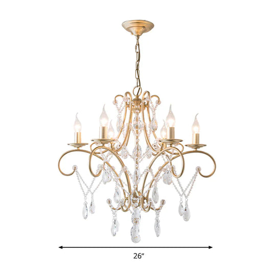 Curved Arm Kitchen Chandelier Lighting Rural Crystal 6/8 Lights Gold Hanging Pendant Light