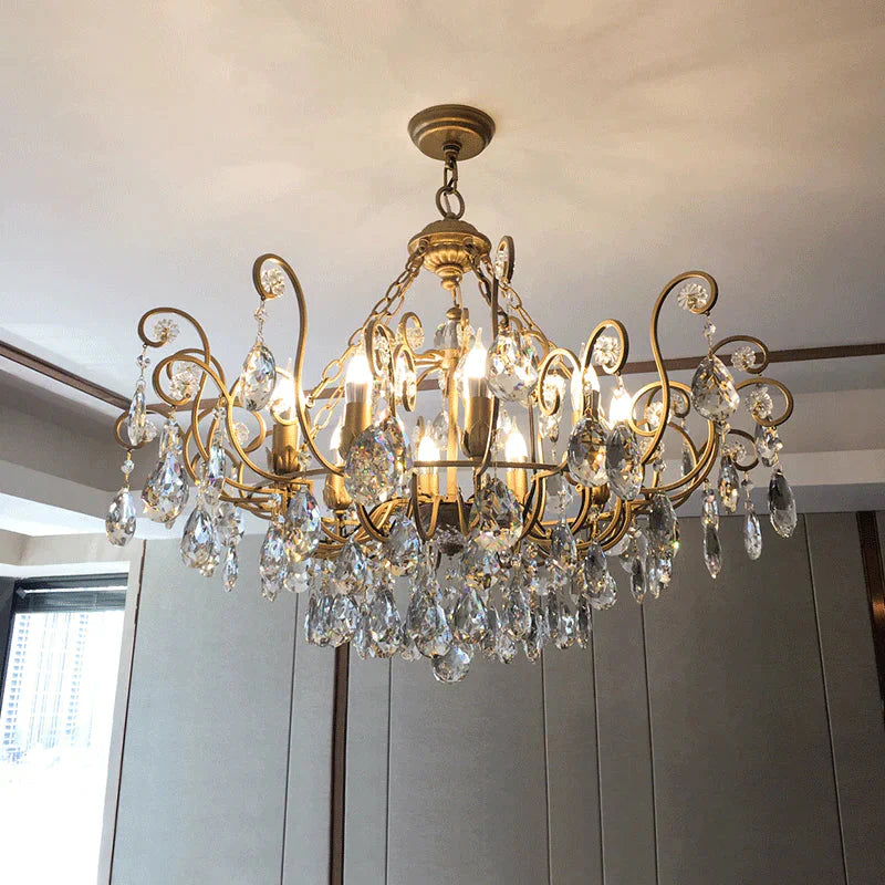 Candlestick Crystal Ceiling Chandelier Traditional 6/8/10 Lights Living Room Down Lighting Pendant