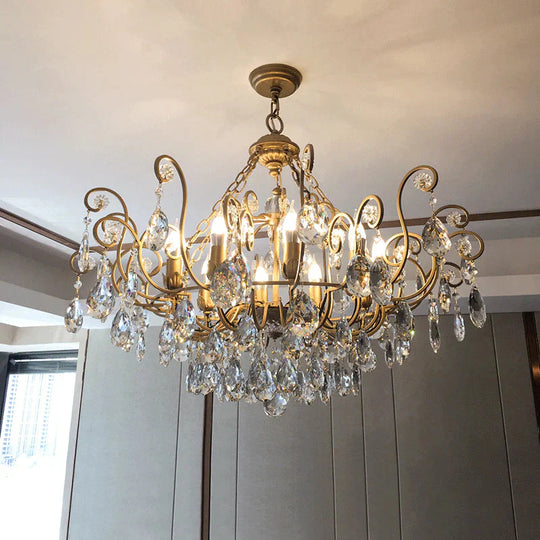 Candlestick Crystal Ceiling Chandelier Traditional 6/8/10 Lights Living Room Down Lighting Pendant