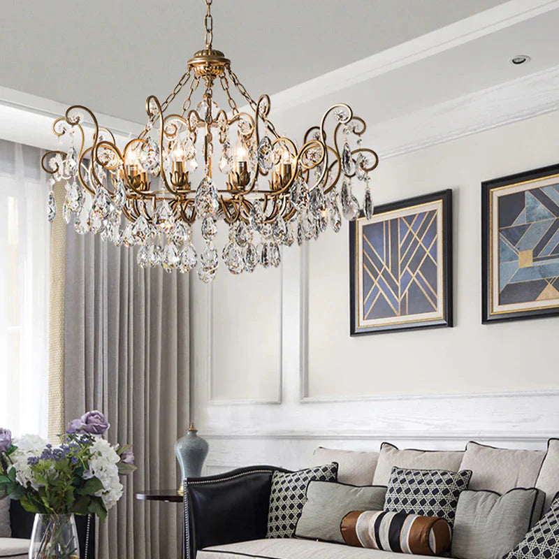 Candlestick Crystal Ceiling Chandelier Traditional 6/8/10 Lights Living Room Down Lighting Pendant