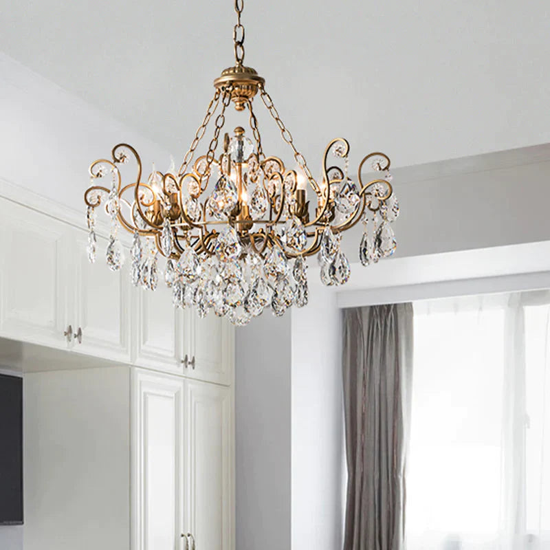 Candlestick Crystal Ceiling Chandelier Traditional 6/8/10 Lights Living Room Down Lighting Pendant