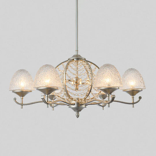 Crystal Tapered Hanging Chandelier Rural 8/10 Lights Living Room Pendant Light Kit In Silver