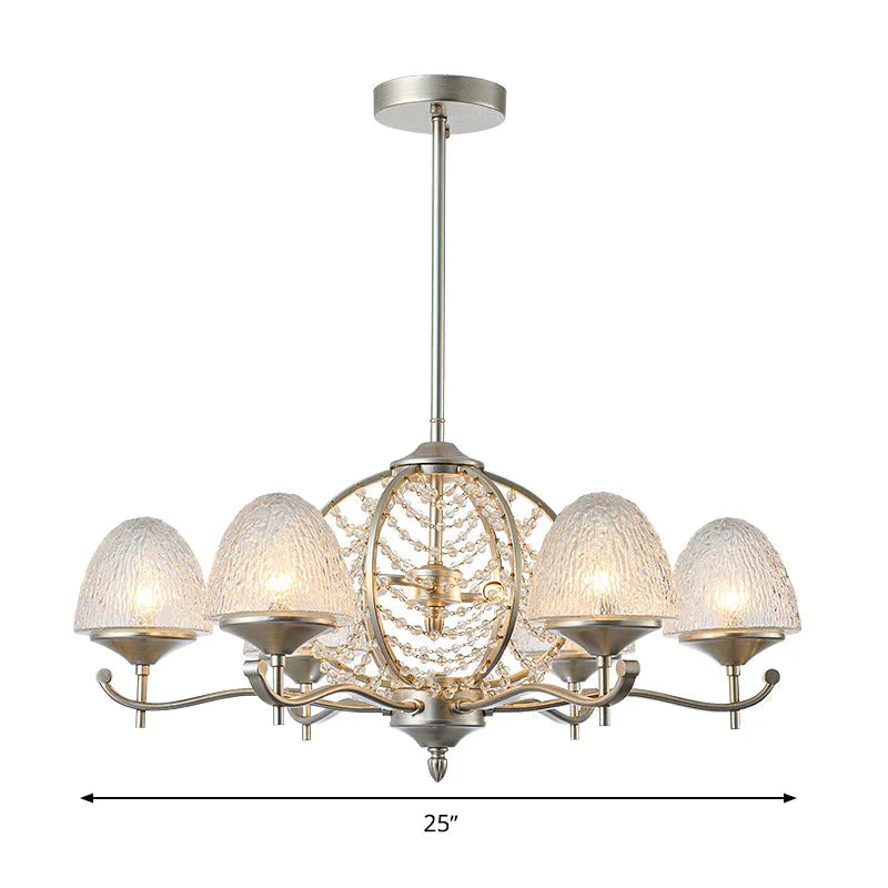 Crystal Tapered Hanging Chandelier Rural 8/10 Lights Living Room Pendant Light Kit In Silver