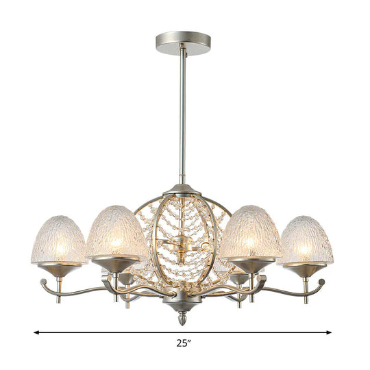 Crystal Tapered Hanging Chandelier Rural 8/10 Lights Living Room Pendant Light Kit In Silver