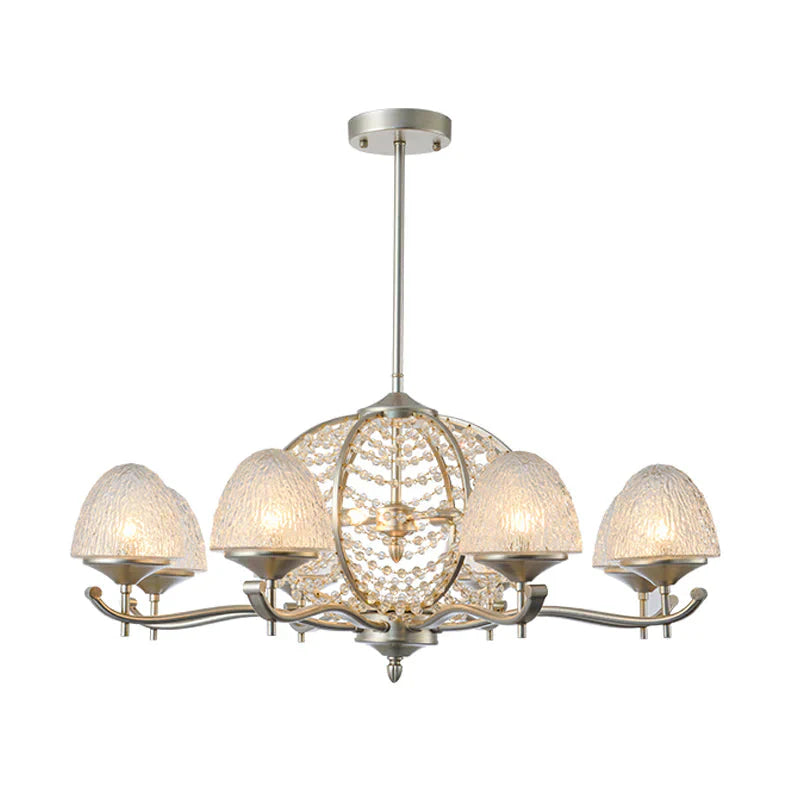 Crystal Tapered Hanging Chandelier Rural 8/10 Lights Living Room Pendant Light Kit In Silver