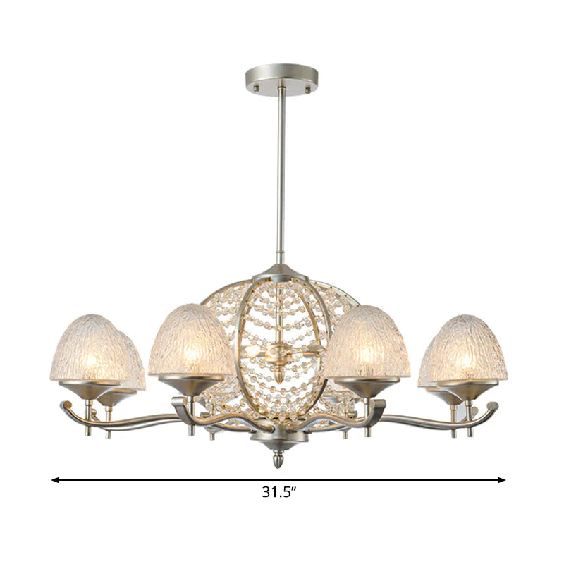 Crystal Tapered Hanging Chandelier Rural 8/10 Lights Living Room Pendant Light Kit In Silver