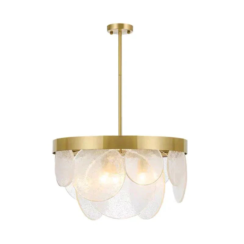 Round Pendant Chandelier Traditional Brass Crystal Suspension Lighting Fixture