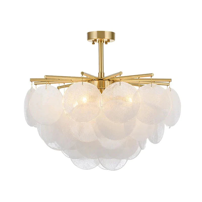 5 Lights Chandelier Light Countryside Layered Crystal Drop Pendant In Gold For Living Room